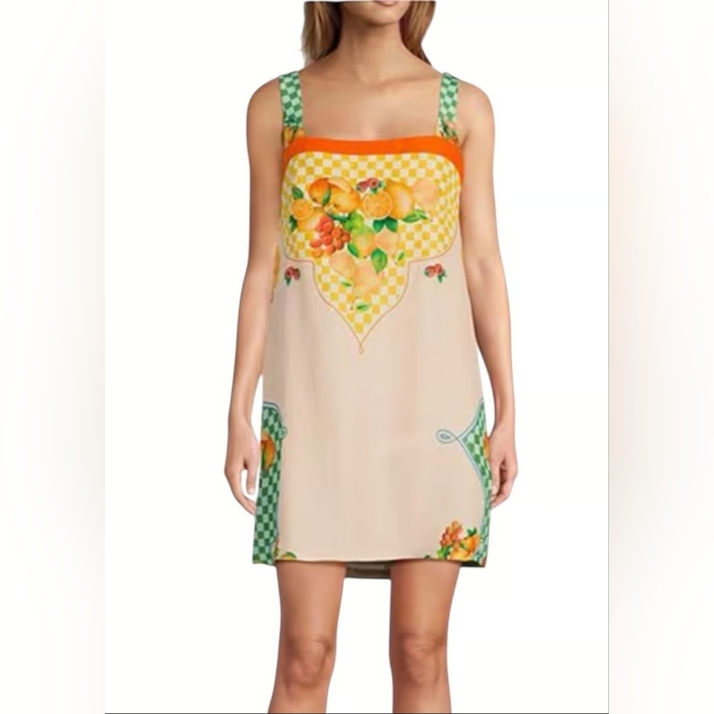 Antonio Melani Eliana Printed Fruit Citrus Mini Square Neck Dress
